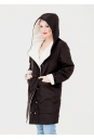 Женское пальто из текстиля с капюшоном 1000867