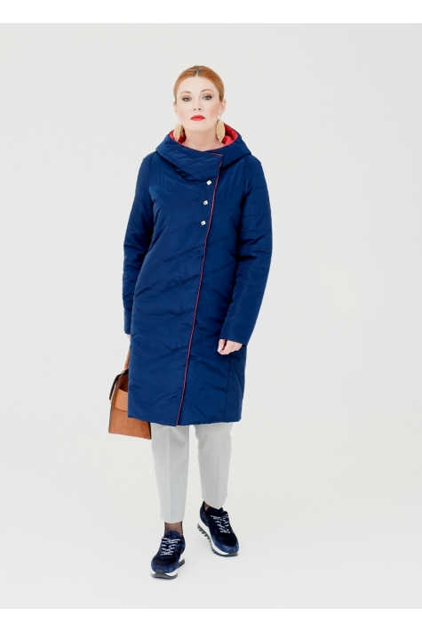 Женское пальто из текстиля с капюшоном 1000870