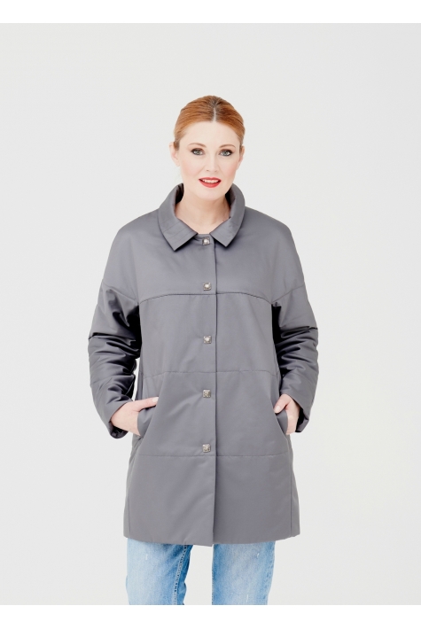 Женское пальто из текстиля с воротником 1000873