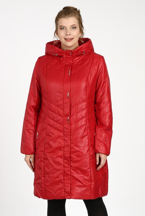 Женское пальто из текстиля с капюшоном 1000891