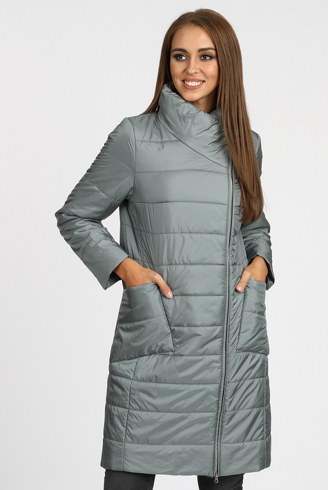 Женское пальто из текстиля с воротником 1000952