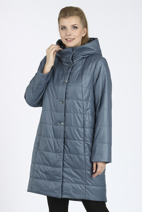 Женское пальто из текстиля с капюшоном 1000957