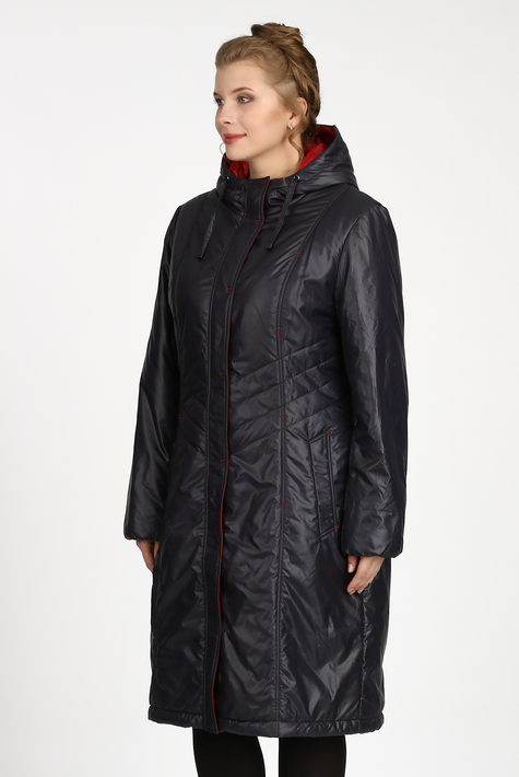 Женское пальто из текстиля с капюшоном 1000965