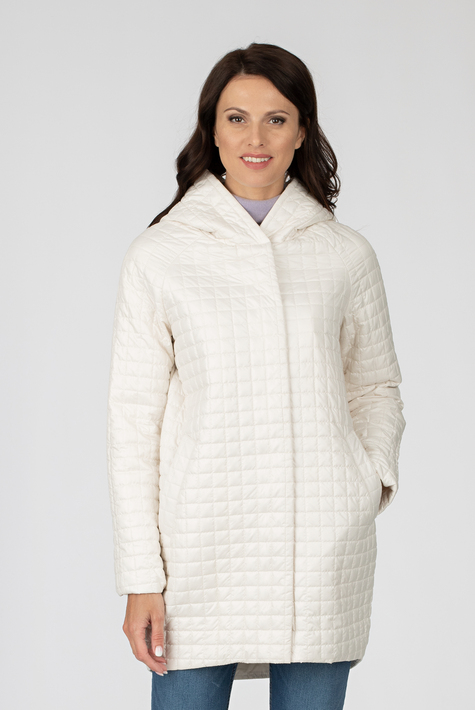 Женское пальто из текстиля с капюшоном 1001180