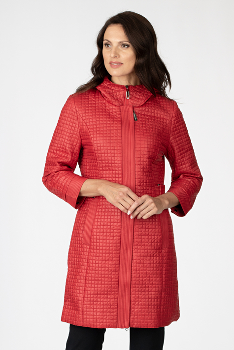 Женское пальто из текстиля с капюшоном 1001213
