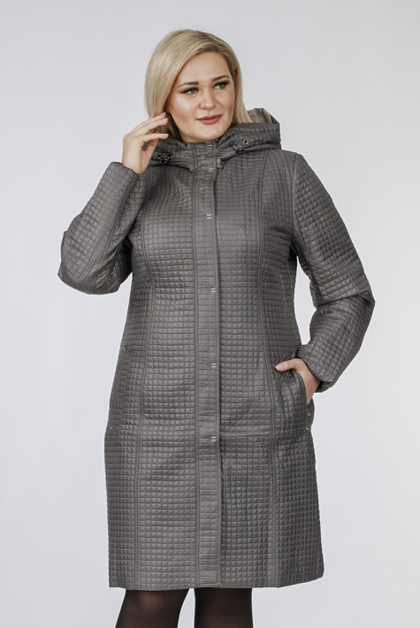 Женское пальто из текстиля с капюшоном 1001214