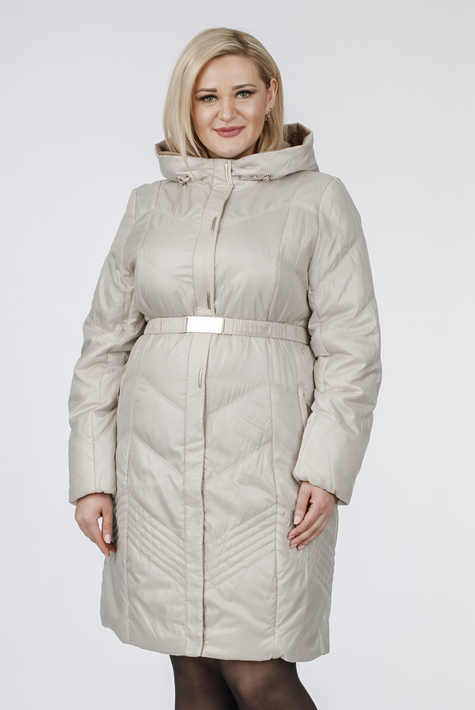 Женское пальто из текстиля с капюшоном 1001216