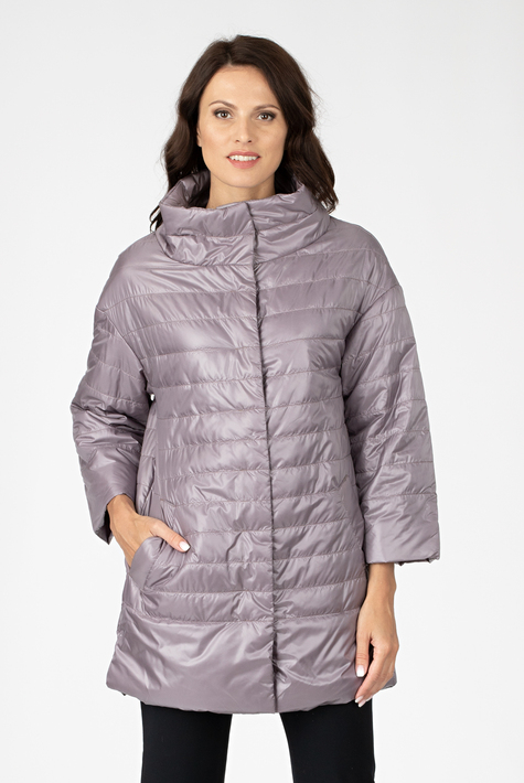 Женское пальто из текстиля с воротником 1001222