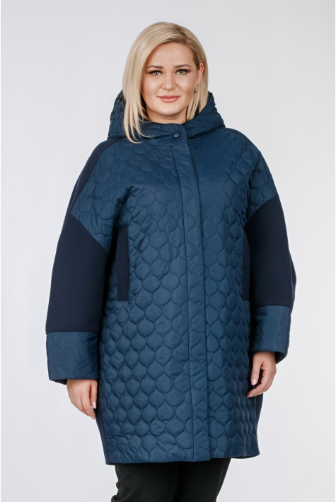 Женское пальто из текстиля с капюшоном 1001232