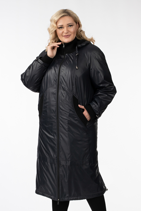 Женское пальто из текстиля с капюшоном 1001264