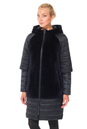 Женское пальто с капюшоном - астраган/текстиль 2100184