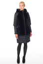 Женское пальто с капюшоном - астраган/текстиль 2100184-5