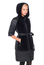 Женское пальто с капюшоном - астраган/текстиль 2100184-3