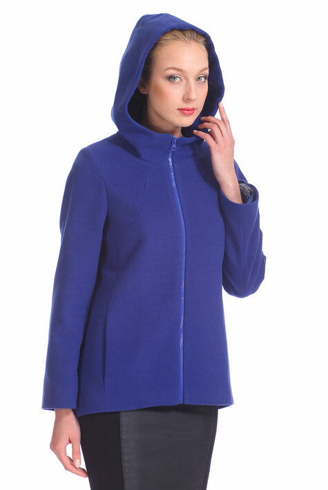 Женское пальто из текстиля с капюшоном 3000102