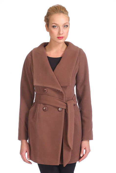 Женское пальто из текстиля с воротником 3000103
