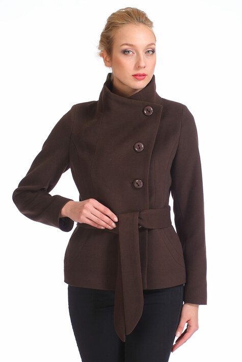 Женское пальто из текстиля с воротником 3000120