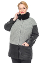 Женское пальто из текстиля с воротником, отделка норка и натуральная кожа 3000233-7 вид сзади