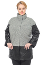 Женское пальто из текстиля с воротником, отделка норка и натуральная кожа 3000233-4 вид сзади
