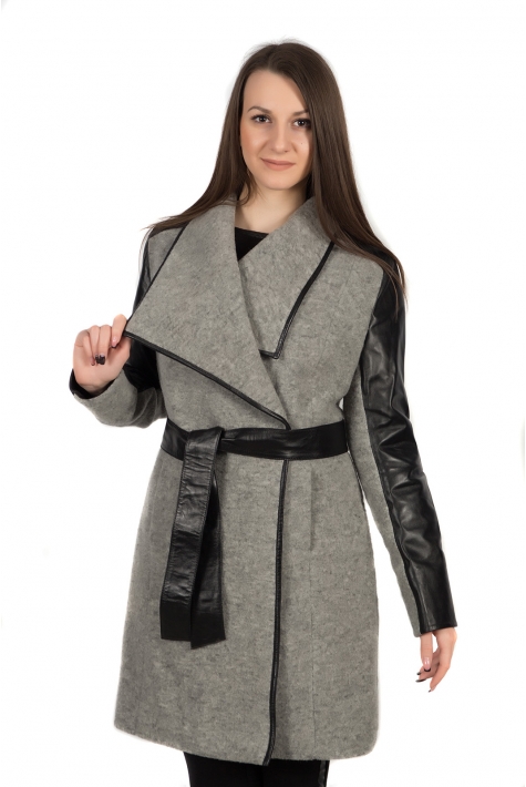 Женское пальто из текстиля с воротником 3000234