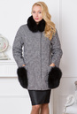 Женское пальто из текстиля с воротником, отделка песец 3000256
