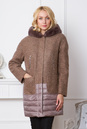 Женское пальто из текстиля с капюшоном, отделка кролик 3000260