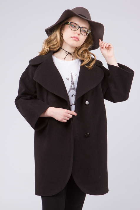 Женское пальто из текстиля с воротником 3000345