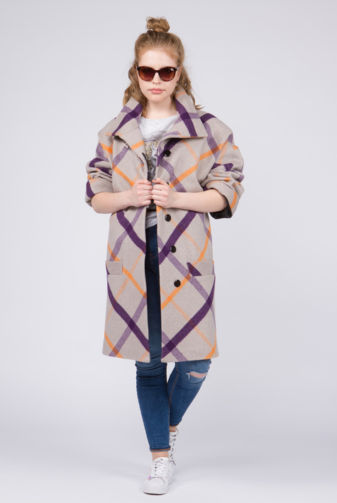 Женское пальто из текстиля с воротником 3000346