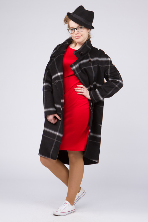 Женское пальто из текстиля с воротником 3000349