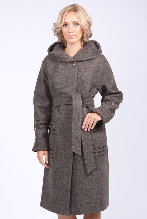 Женское пальто из текстиля с капюшоном 3000390