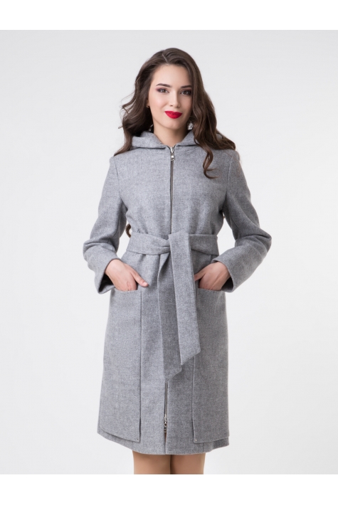 Женское пальто из текстиля с капюшоном 3000393