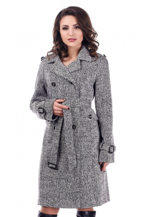 Женское пальто из текстиля с воротником 3000395