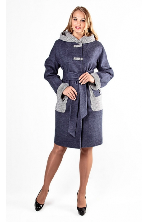 Женское пальто из текстиля с капюшоном 3000407