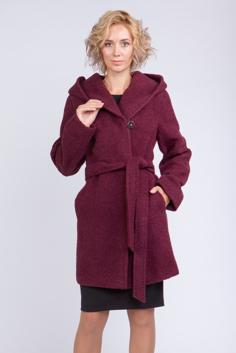 Женское пальто из текстиля с капюшоном 3000424