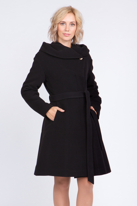 Женское пальто из текстиля с капюшоном 3000506