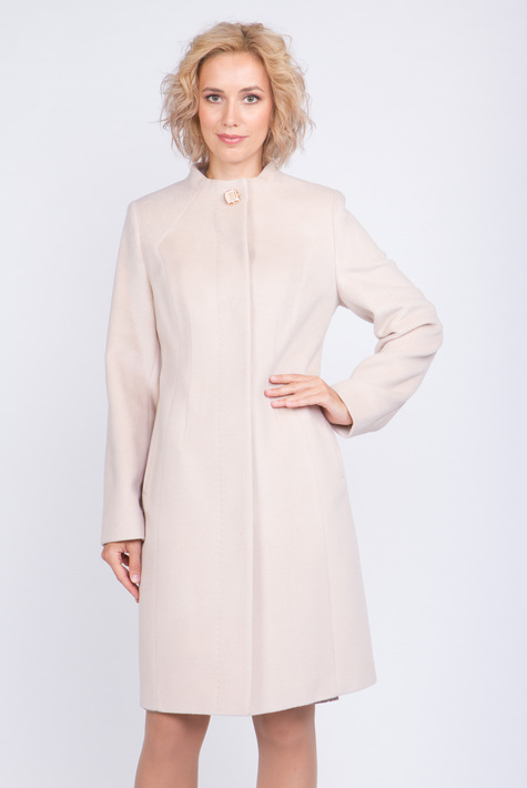 Женское пальто из текстиля без воротника 3000512