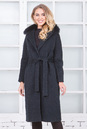 Женское пальто из текстиля с воротником, отделка песец 3000545
