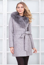 Женское пальто из текстиля с воротником, отделка чернобурка 3000553
