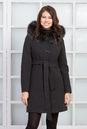 Женское пальто из текстиля с капюшоном, отделка енот 3000567