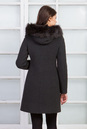 Женское пальто из текстиля с капюшоном, отделка енот 3000567-2