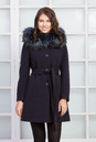 Женское пальто из текстиля с капюшоном, отделка енот 3000568