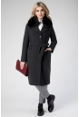 Женское пальто из текстиля с воротником, отделка песец 3000572