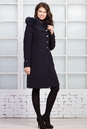 Женское пальто из текстиля с капюшоном, отделка песец 3000573-2