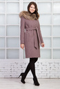 Женское пальто из текстиля с капюшоном, отделка енот 3000576-2
