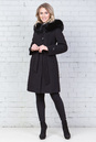 Женское пальто из текстиля с капюшоном, отделка песец 3000579-2