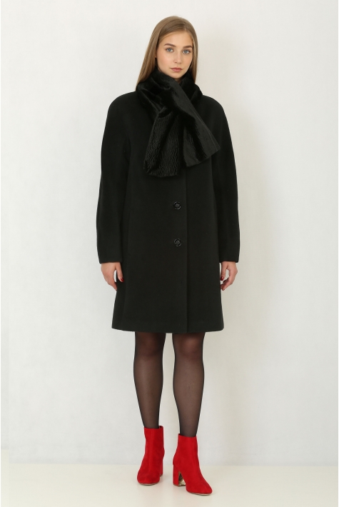 Женское пальто из текстиля без воротника 3000587