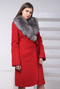 Женское пальто из текстиля с воротником, отделка чернобурка 3000588