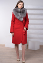 Женское пальто из текстиля с воротником, отделка чернобурка 3000588-2