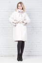 Женское пальто из текстиля с воротником, отделка кролик 3000593
