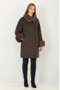 Женское пальто из текстиля с воротником, отделка искусственный мех 3000594