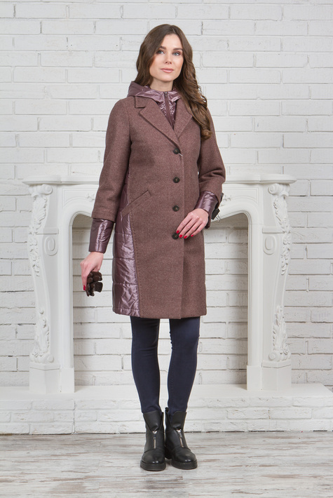 Женское пальто из текстиля с капюшоном 3000610